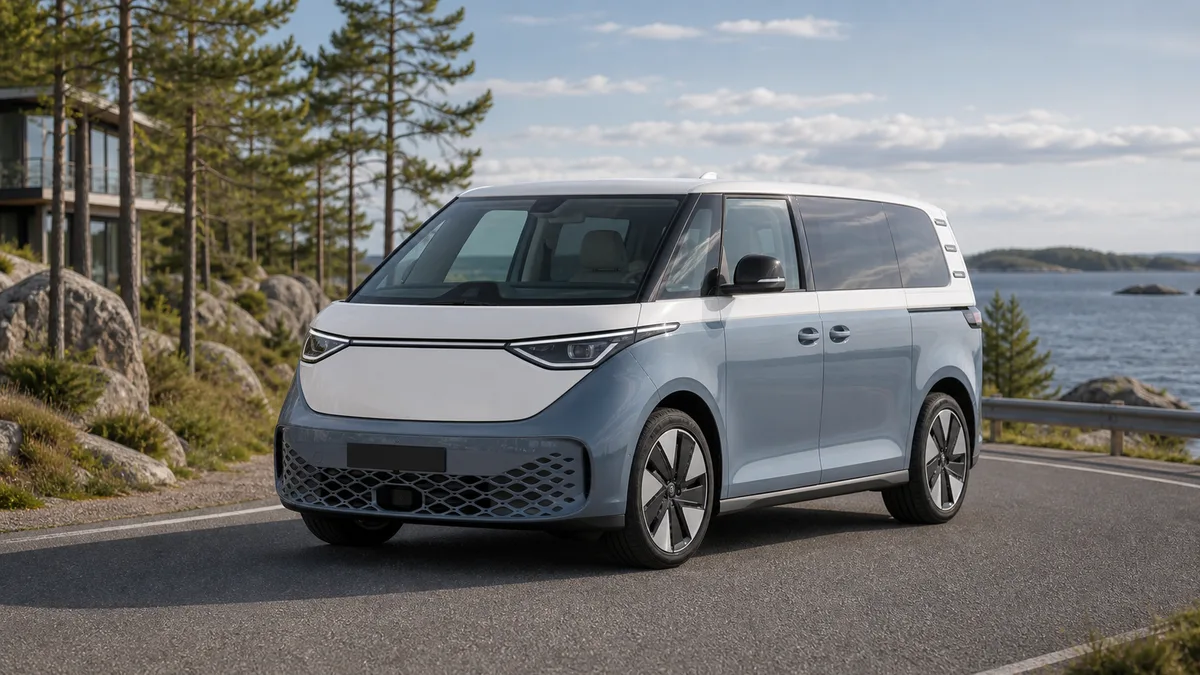Volkswagen ID. Buzz begagnad transportbil – illustration